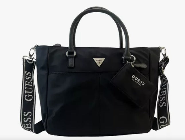 Cartera Manos libres Guess negra con Asa estampada logo Guess