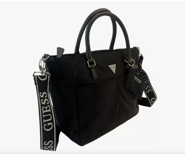 Cartera Manos libres Guess negra con Asa estampada logo Guess