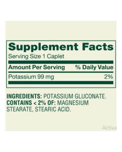 Potasio 99 Mg x 250 Tabletas marca Spring Valley