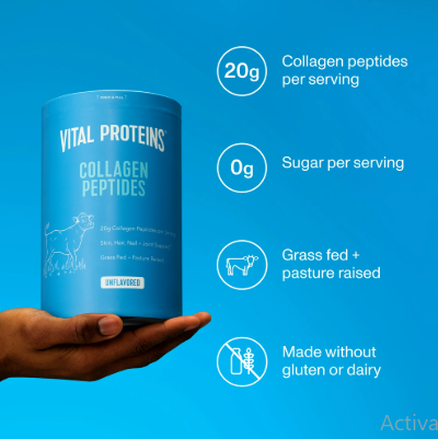 Suplemento en polvo de péptidos de colágeno de Vital Proteins para cabello, piel y uñas, sin sabor, 20 oz