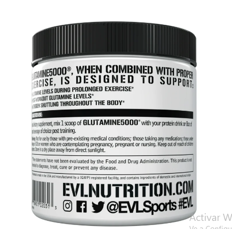 Suplemento Evlution Pure L-glutamina ultra pura 5000 Mg