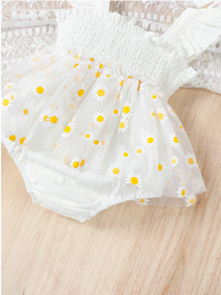 Body para bebe niña con ribete con malla y estampado floral