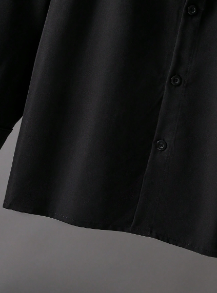 Camisa manga larga negra lisa elegante para adolescente
