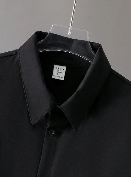 Camisa manga larga negra lisa elegante para adolescente
