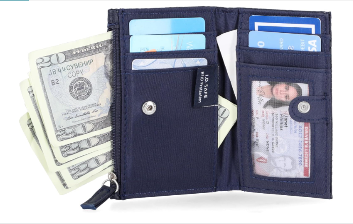 Billetera Nautica para mujer con bLoqueo RFID colo negra