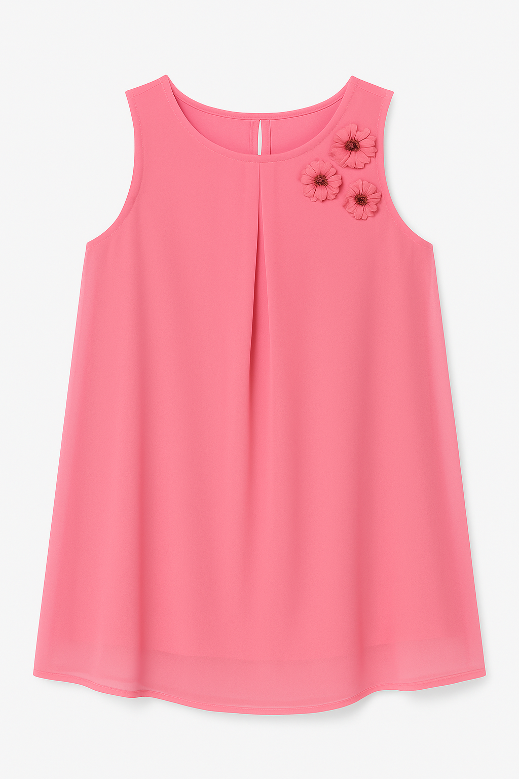 Blusa Sin Mangas Losan para Niña con Flores Aplicadas – Rosa