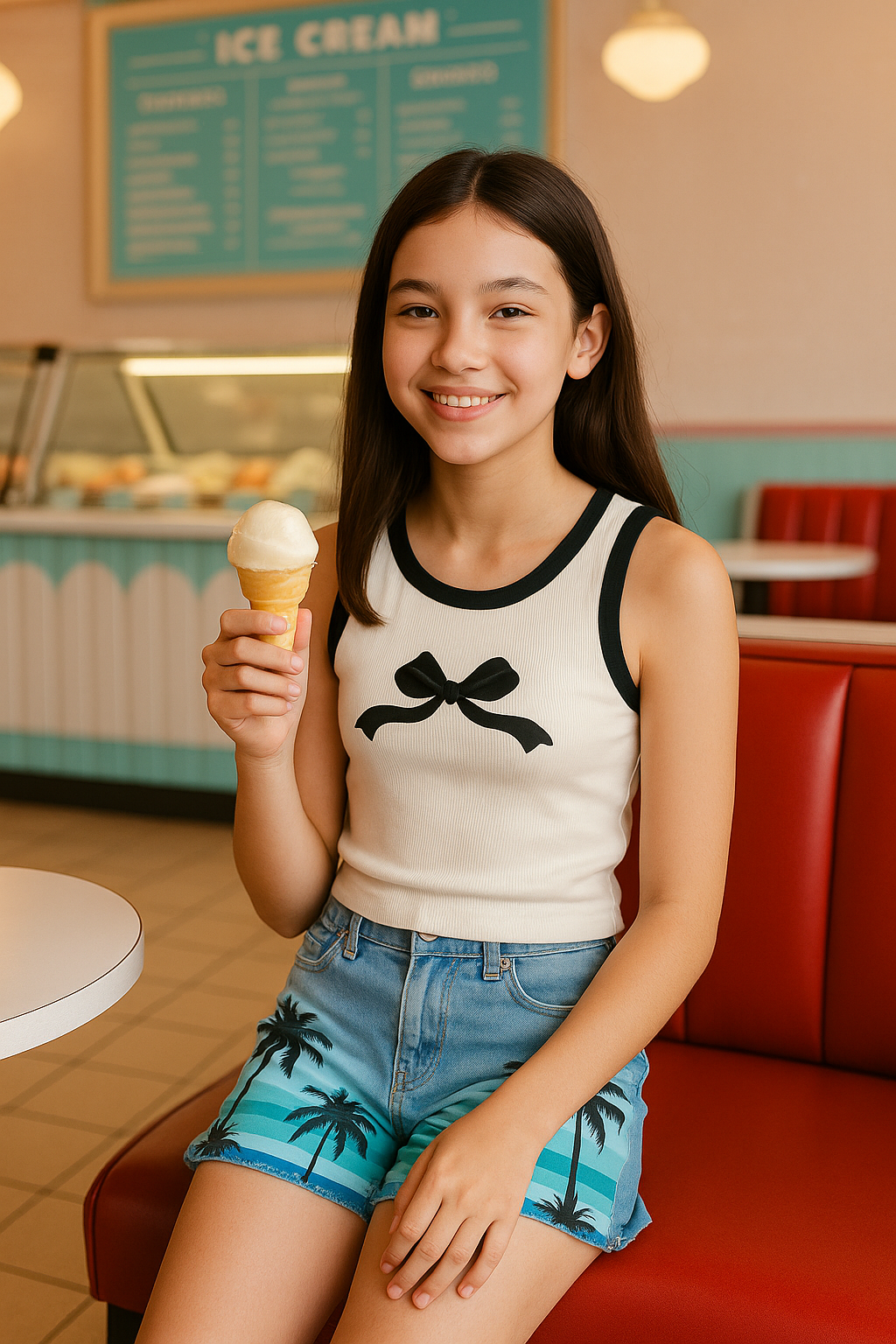 Camiseta estampado lazo negro juvenil
