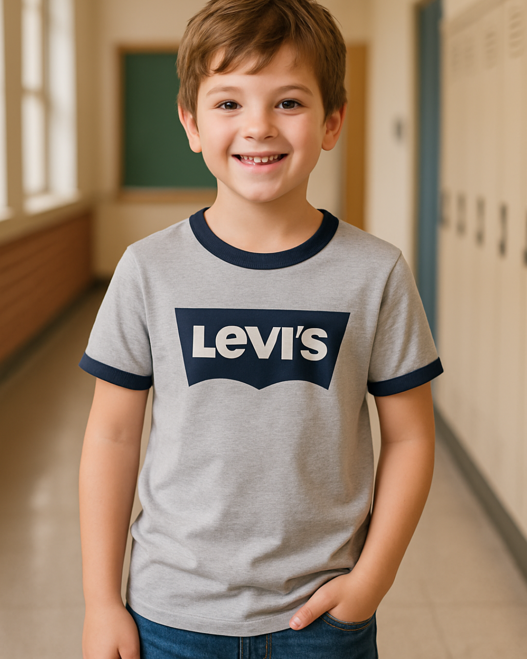 Camiseta marca Levis para niño color gris