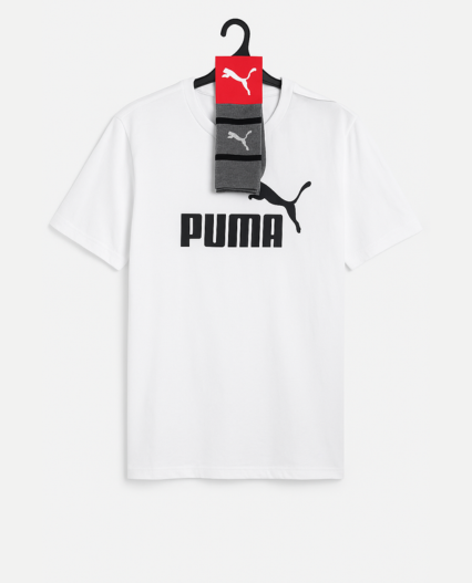Camiseta Puma para niño con estampado logo y medias color blanco