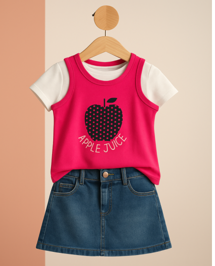 Camiseta sin mangas para niña estampada apple juice marca Losan