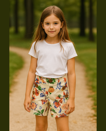 Short estampado floral para niña marca MC diseños