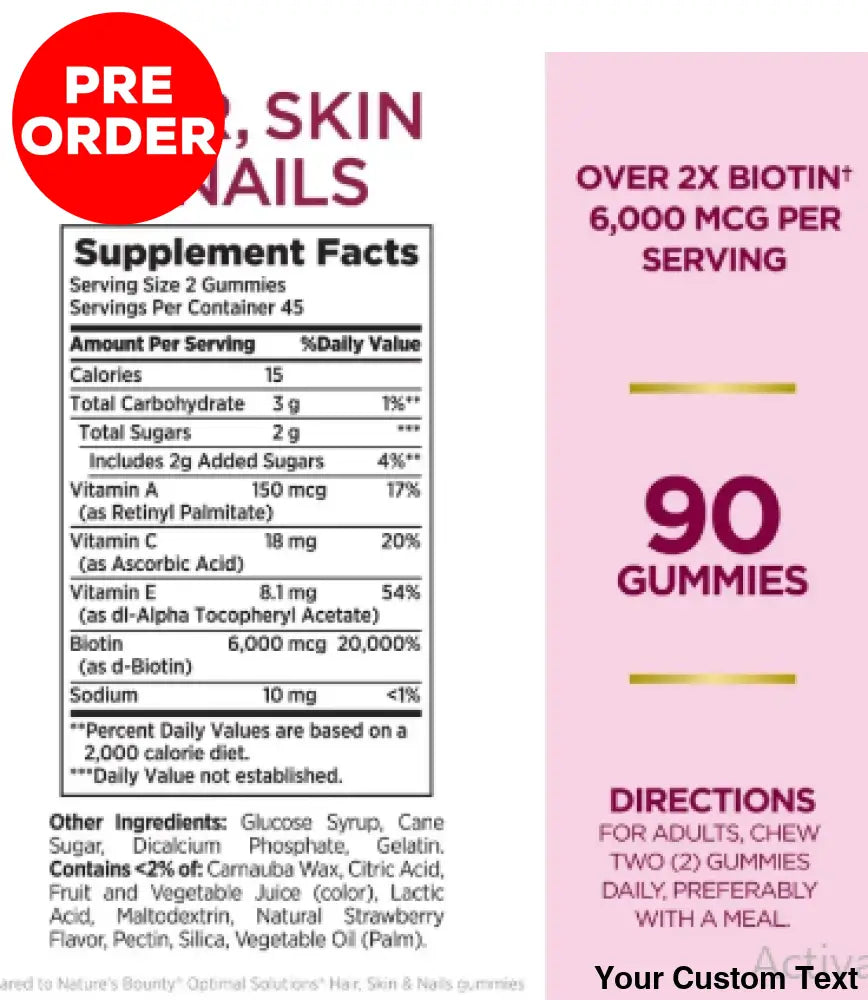 Advanced Hair Skin Nails Vitaminas En Gomitas X 90 Suplementos Y