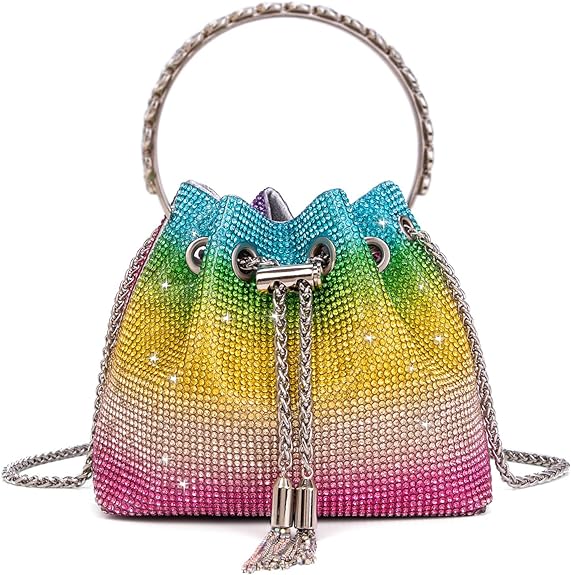 Bolso de mano brillante con diamantes de imitación para mujer