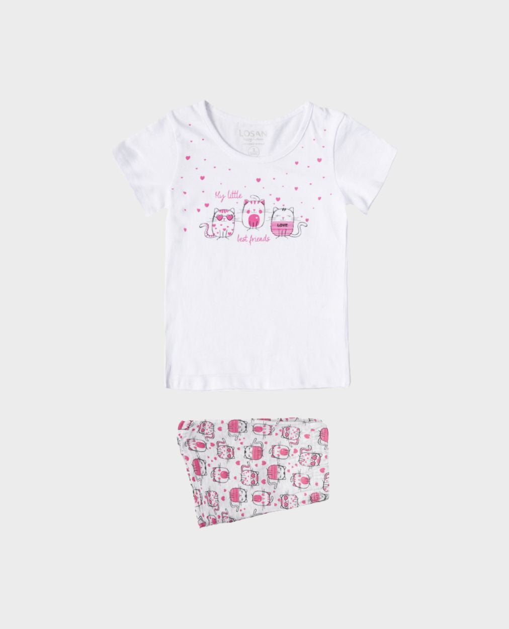 Pijama Gaticos para niña Marca Losan rosada