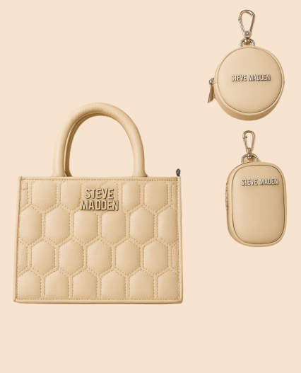 Estuche Cartera Steve Madden color Nude con Monederos