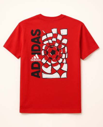Camiseta Adidas para niño color rojo estampado espalda