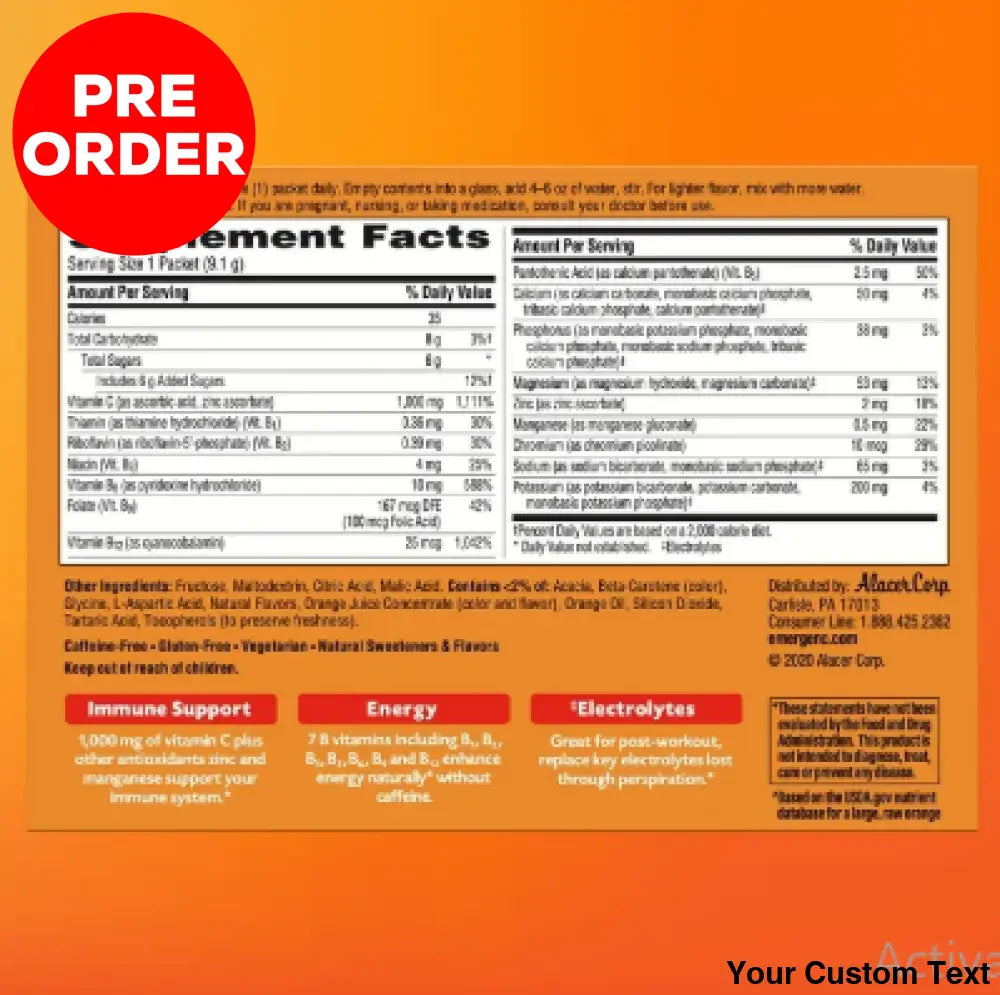 Emergen-C Daily Inmmune Support Suplemento De Vitamina C En Polvo X 30 Sobres. Suplementos Y