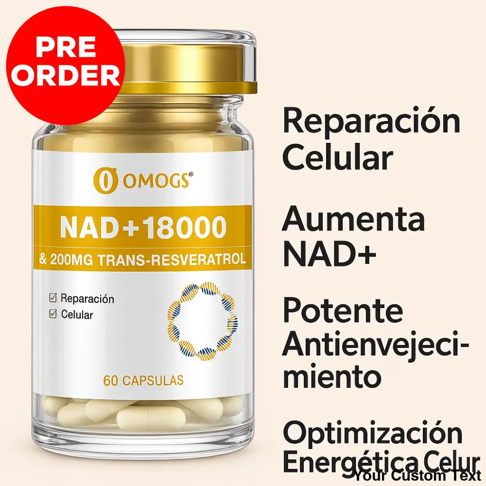 NAD + 300 Mg + Trans-resveratrol 200 mg x 60 Capsulas marca Omogs 60 Pastillas Suplementos y Vitaminas