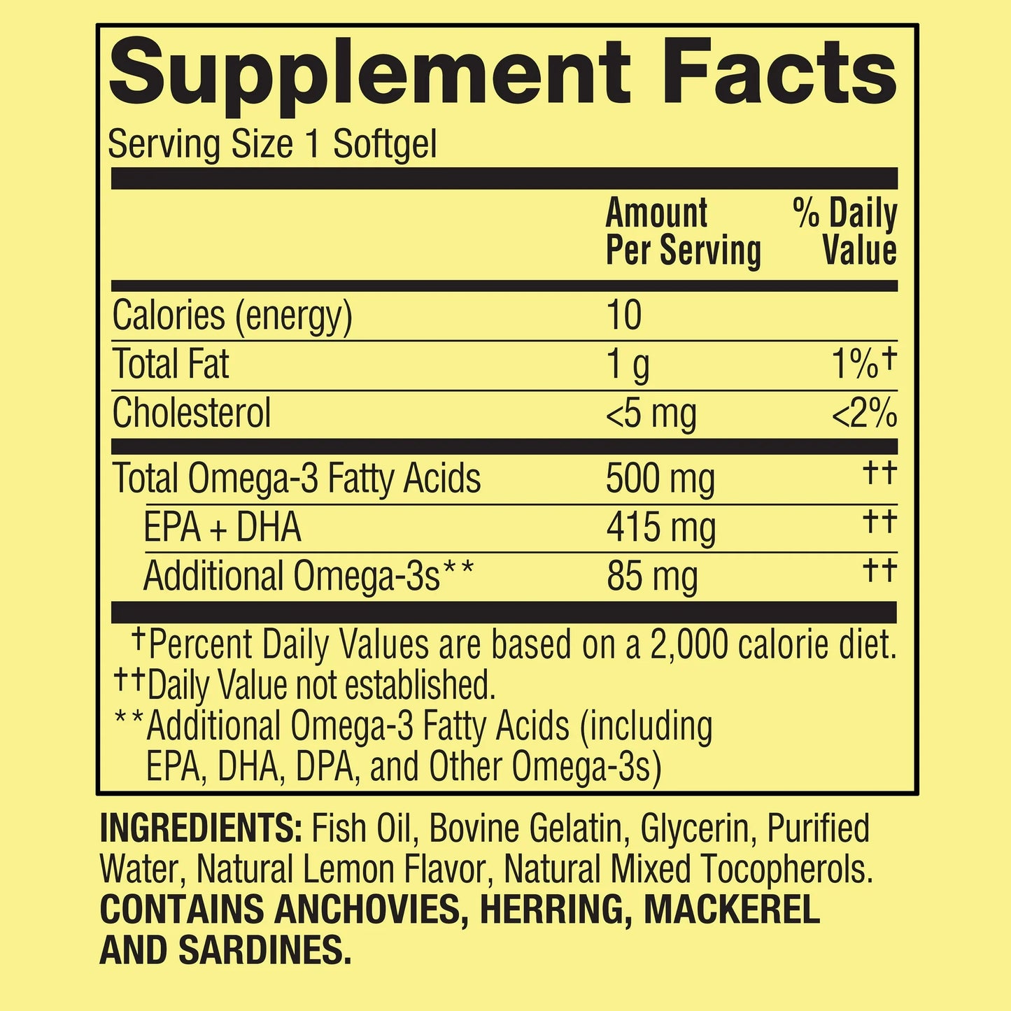 Omega 3 marca 500 mg Spring Valley x 60 pastillas.