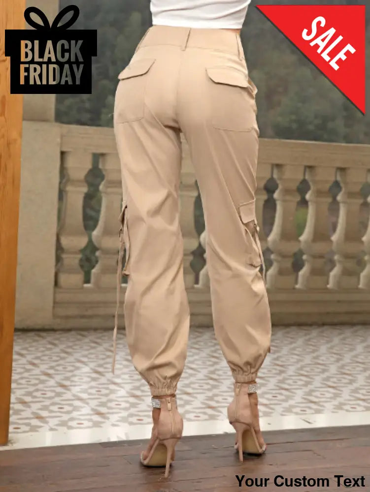 Pantalones cargo con bolsillo lateral con solapa para mujer Pantalon