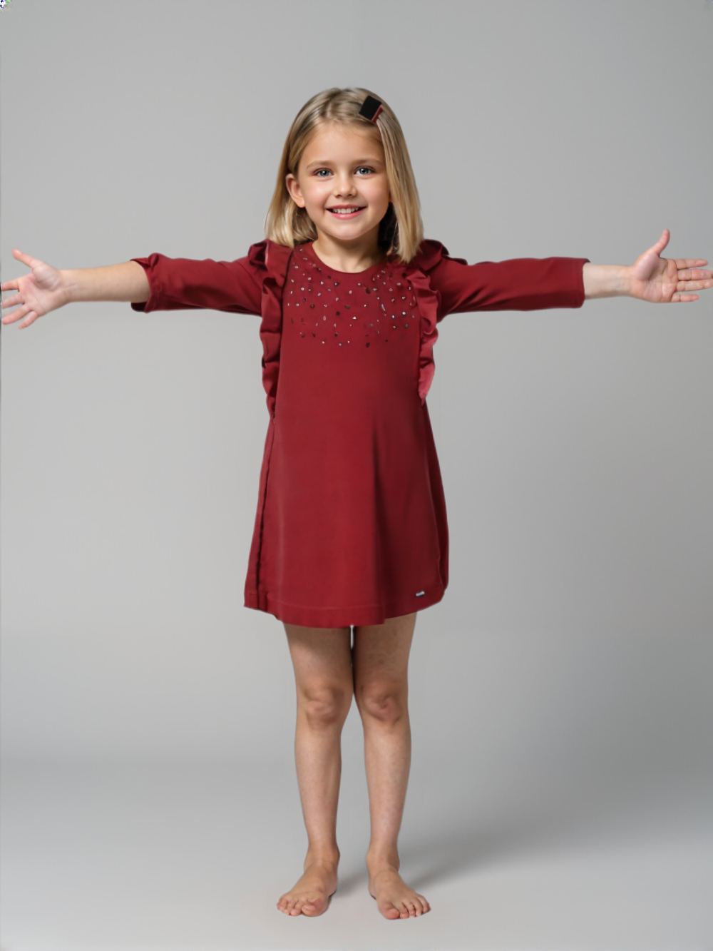Vestido rojo mangas 3/4 marca Mayoral para niña