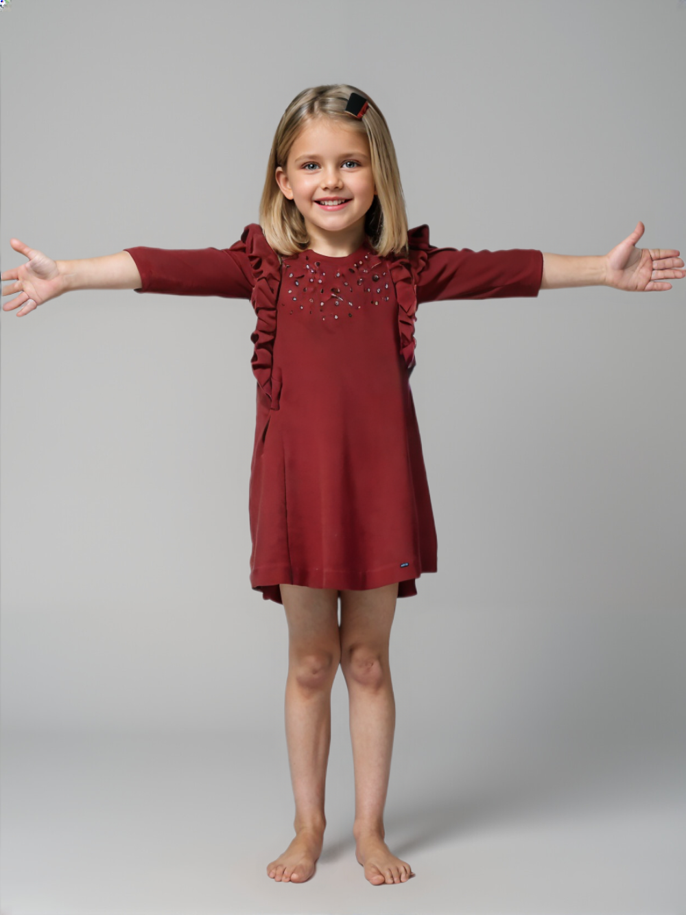 Vestido rojo mangas 3/4 marca Mayoral para niña