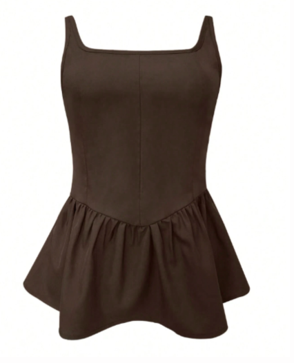 Top de tiras peplum para mujer color cafe