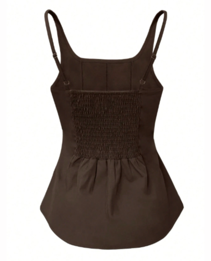 Top de tiras peplum para mujer color cafe