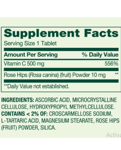 Vitamina C 500 mg  spring valley x 250 pastillas