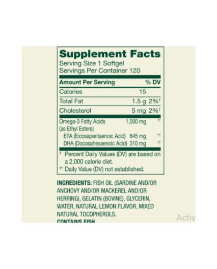 Omega 3 1000 mg marca Spring Valley 120 pastillas
