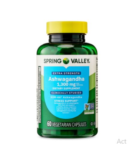 Ashwaghanda extra strenght 1300 mg x 60 pastillas marca Spring Valley