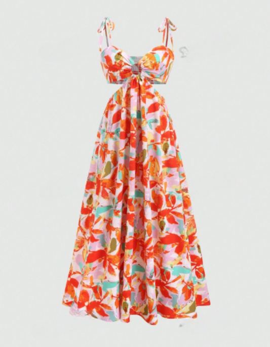 Vestido tipo Top con espalda descubierta y estampado floral