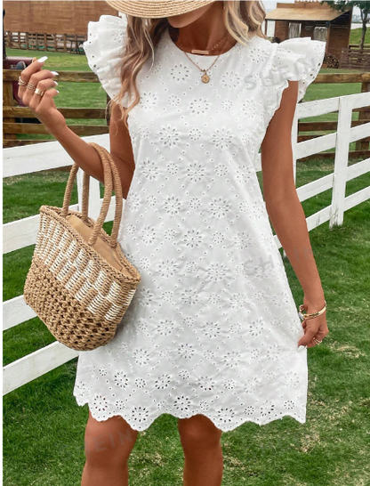 Vestido de mujer en ojalillo mangas estilo mariposas