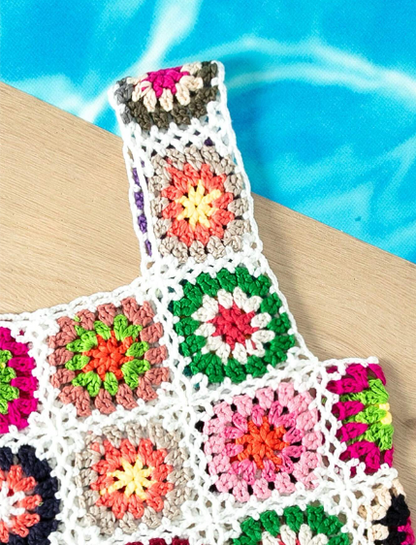 Crop Top tejido en macrame en colores para jovencitas