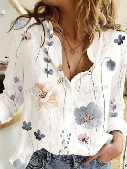 blusa manga larga flores de mujer shein