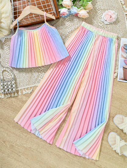 CONJUNTO PARA NIÑA PLIZADO DEGRADE DE SHEIN