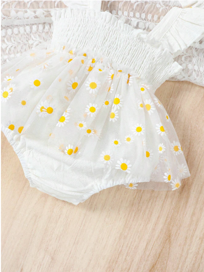 Body para bebe niña con ribete con malla y estampado floral