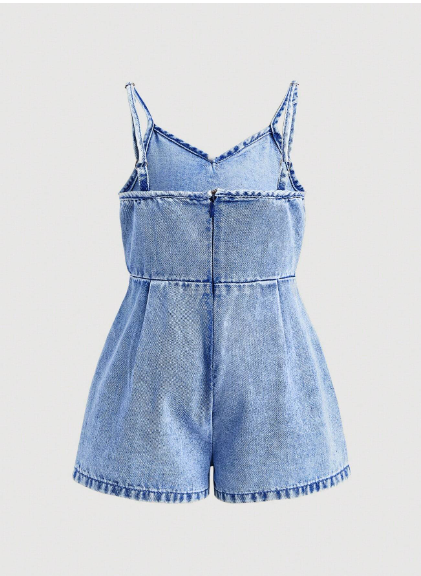 Enterizo de Jeans Corto con Lazo para Nina Moda Divertida y Comoda buy4me Buy4me