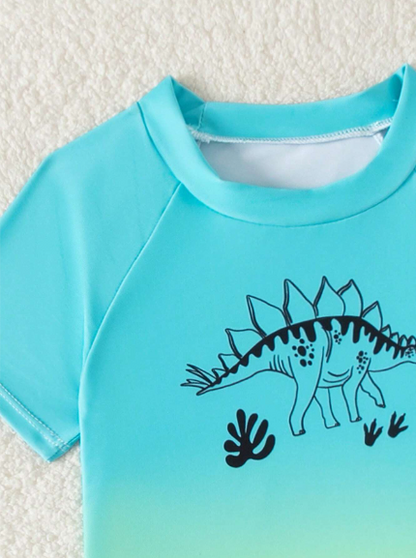 Conjunto de playa para niños con dinosaurios impresos en degradé