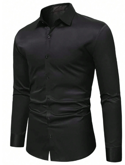 Camisa manga larga negra lisa elegante para adolescente