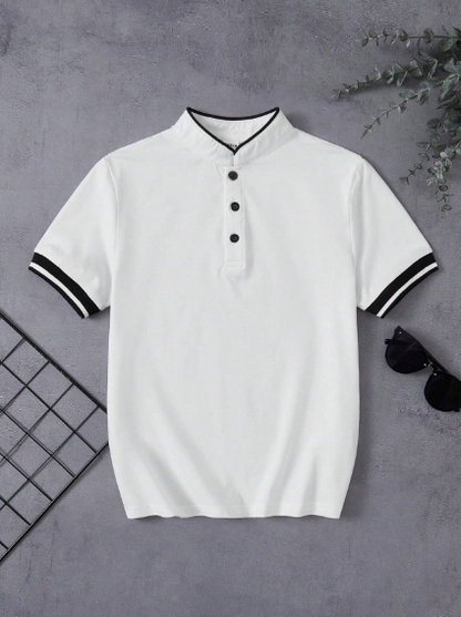 Camiseta polo media con cuello beisbol para niño