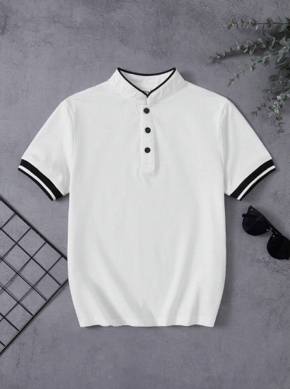 Camiseta polo media con cuello beisbol para niño