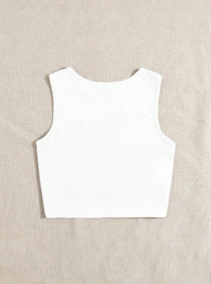 Top cuello redondo corazón estampado para niña