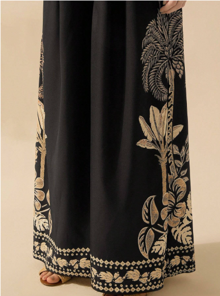 Enterizo para mujer negro sin mangas con estampado