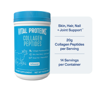Suplemento en polvo de péptidos de colágeno de Vital Proteins para cabello, piel y uñas, sin sabor, 10 oz
