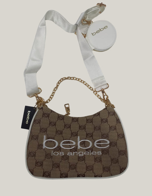 Manos libre marca bebe beige y blanco con Monedero
