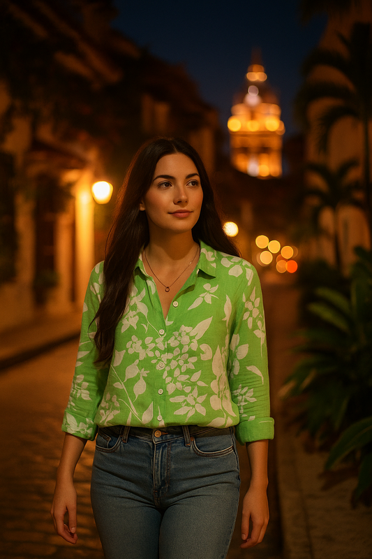 Camisa Para Mujer De Manga Larga Y Transpirable, Con Cuello De Solapa De estampado Floral