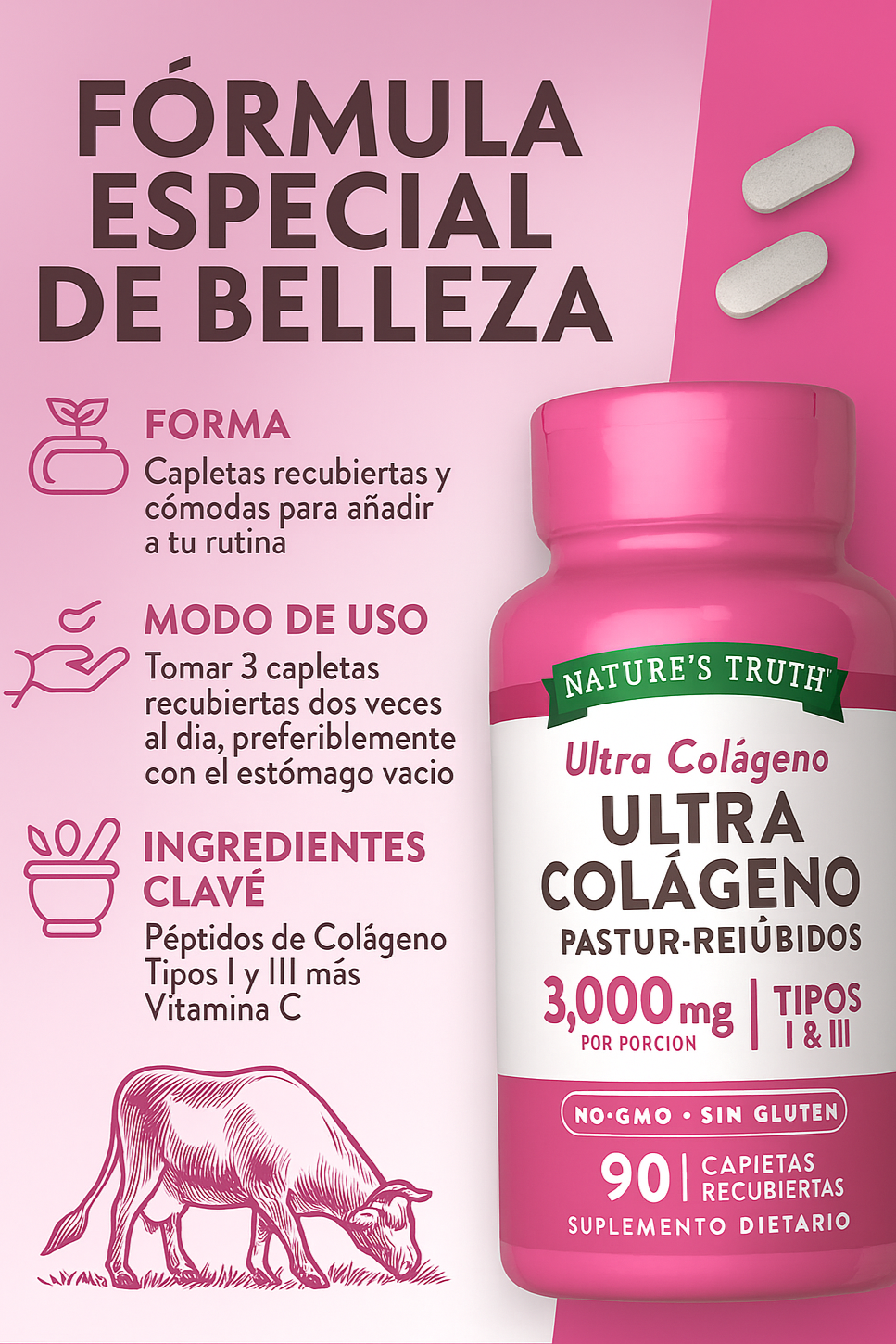 Colageno hidrolyzado + Vitamina C marca Nature´s Truth