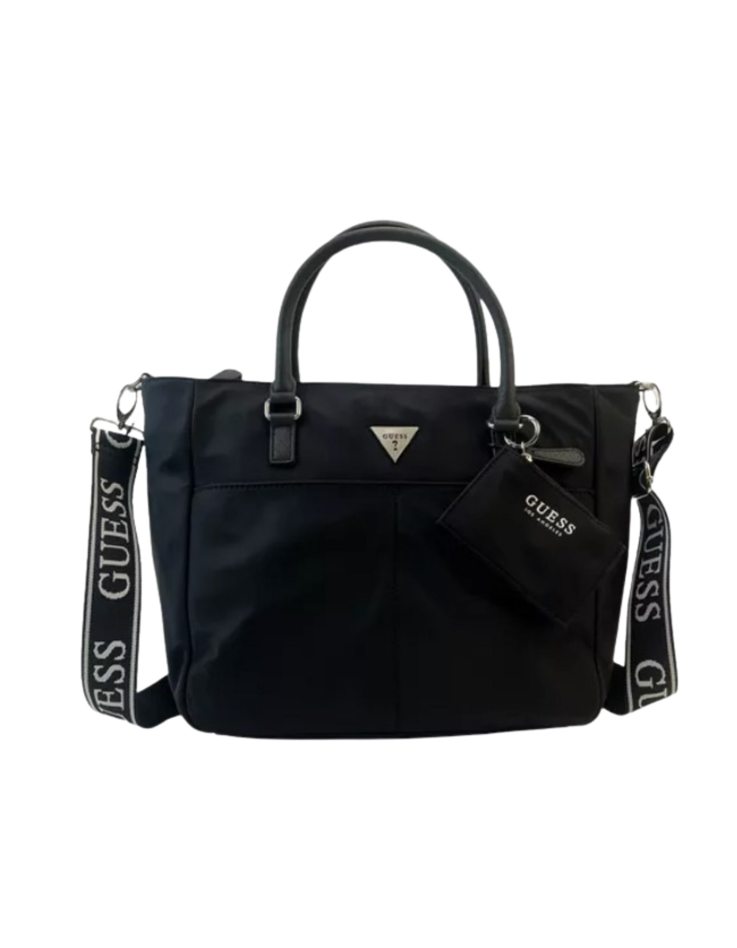 Cartera Manos libres Guess  negra con Asa estampada logo Guess