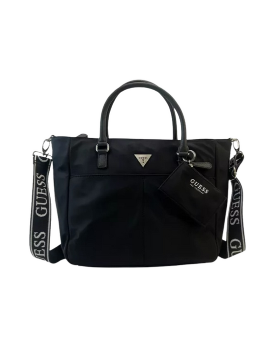 Cartera Manos libres Guess  negra con Asa estampada logo Guess